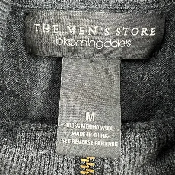 Bloomingdale's (S) Womens Gray 100% Merino Wool 1/4 Zip Pullover Sweater - Picture 7 of 11